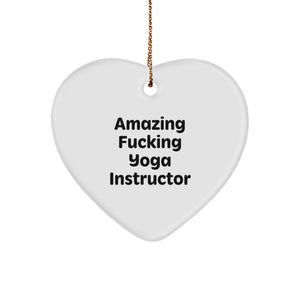 Funny Yoga Instructor Gifts from Men for Christmas Unique Gifts - 'Amazing F--king Yoga Instructor' Heart Ornament for Women Coworkers Family - Image 1