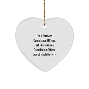 Compliance Officer Gifts: Funny Tattooed Compliance Officer Heart Ornament, Unique Christmas Unique Gift for Compliance Officer, Men, Women, Friends, Coworkers, Family - Image 1