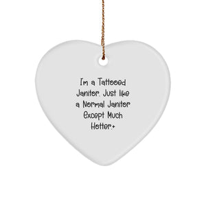 Funny Janitor Heart Ornament Gifts from Men to Janitor Friends at Christmas Unique Decorations - Image 1