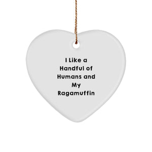 Funny Ragamuffin Cat Holiday Heart Ornament for Gifts from Loved Ones, Funny Cat Lover Christmas Unique Gifts for Ragamuffin Cat Enthusiasts - Image 1