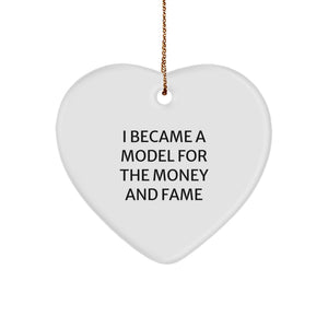 Funny Quote Model Gifts from Friends for Christmas Unique Model Heart Ornament, White Heart Shaped, Model Decor, Funny Model Decoration, Model Enthusiast Gift - Image 1