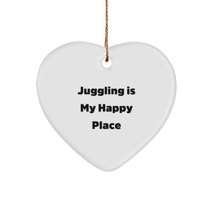 Juggling Joy Heart Ornament Gifts from Friends for Men, Women, and Juggling Enthusiasts - 'Juggling Is My Happy Place' Christmas Decoration - Image 1