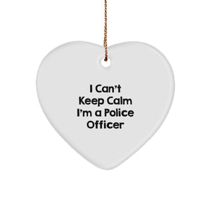 Funny Police Officer Heart Ornament Gifts from Friends for Police Officer Men - I Can't Keep Calm I'm A Police Officer Christmas Unique Gifts - Image 1