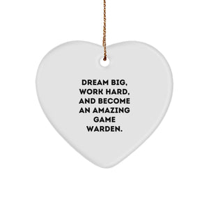 Funny Game Warden Gifts from Men for Game Wardens, Heart Ornament, Christmas Unique Gifts, Dream Big Inspirational Quote, - Image 1