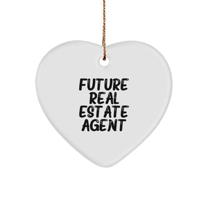 Funny Future Real Estate Agent Heart Ornament Gifts from Friends and Family, Unique Christmas Unique Gifts for Real Estate Agent Men, Funny Quote 'Future Real Estate Agent' Heart Shaped Ornament - Image 1