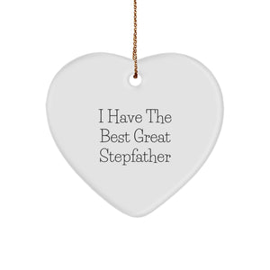 Funny Stepfather Gifts from Friends for Him - I Have The Best Great Stepfather Heart Ornament, Christmas Unique Presents for Men - Image 1