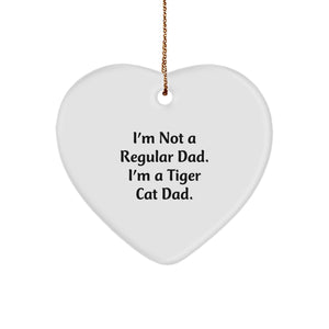 Funny Tiger Cat Dad Gifts for Men - Christmas Unique Heart Ornament Gifts from Husband to Wife - Image 1
