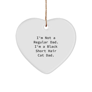 Black Short Hair Cat Dad Heart Ornament, Funny Quote Gifts from Men for Black Short Hair Cat Lovers, Christmas Unique Gifts - Image 1