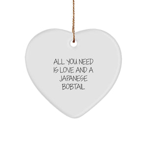 Japanese Bobtail Cat Heart Ornament, Funny Quote Gifts from Men to Women for Christmas - Image 1