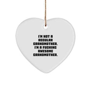 Funny Grandma Gifts from Friends, Unique Heart Ornament for Her, I'm Not a Regular Grandma, 'Awesome' Christmas Decoration - Image 1
