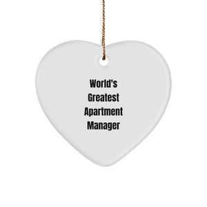 World's Greatest Apartment Manager Heart Ornament Gifts from Friends to Family for Christmas - Image 1