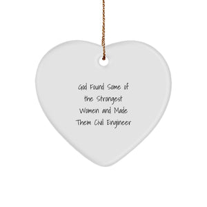 Funny Civil Engineer Heart Ornament Gifts from Friends, Coworkers, Family to Civil Engineer Men, Women, Colleagues, Loved Ones - Christmas Unique Ornament - Image 1
