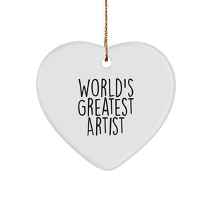 Funny Artist Gifts from Friends, World's Greatest Artist Heart Ornament, 'World's Greatest' Quote, for Artist, Christmas Unique Gifts - Image 1