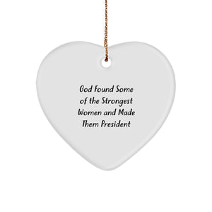 Funny President Heart Ornament, Gifts from Friends to President, Heart Shaped, White Color, Unique Christmas Unique Gifts for Men, Women, Coworkers, Family - Image 1