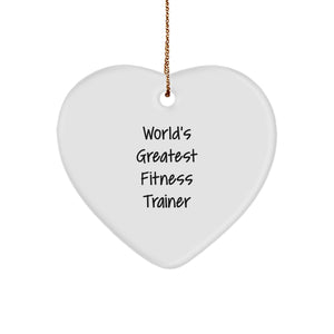 Fitness Trainer Inspirational Gifts from Friends, 'World's Greatest', Heart Ornament, Christmas Unique Gifts for Fitness Trainers - Image 1