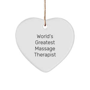 Massage Therapist Gifts from Friends for World's Greatest Massage Therapist, Funny Heart Ornament for Christmas - Image 1