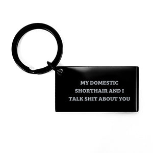 Funny Domestic Shorthair Cat Keychain Gifts from Men to Friends for Graduation Unique Conversation Starters - Image 1
