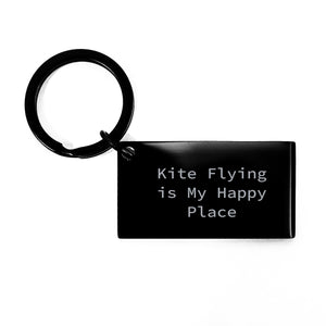 Kite Flying Fun Gifts from Friends for Kite Enthusiasts, Graduation Unique Gifts, Keychain with Inspirational Quote, 'Kite Flying Is My Happy Place' - Image 1