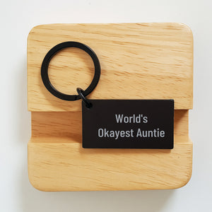 Funny Auntie Gifts from Men to Women - World's Okayest Auntie Keychain, Birthday Unique Gifts for Aunties