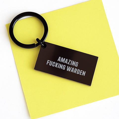 Image of Funny Warden Gifts from Men to Friends Keychain for Graduation Unique Warden Keychain with Amazing F--king Warden Quote - Image 3