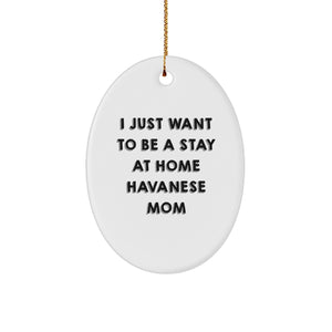 Havanese Dog Mom Gifts, I Just Want To Be A Stay At Home Havanese Mom Oval Ornament, Christmas Unique Gifts from Friends and Family - Image 1