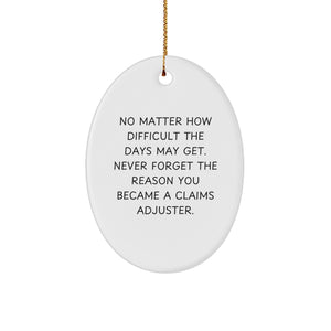 Funny Claims Adjuster Gifts from Friends for Men Oval Ornament, Never Forget the Reason You Became a Claims Adjuster, Christmas Unique Decorations - Image 1
