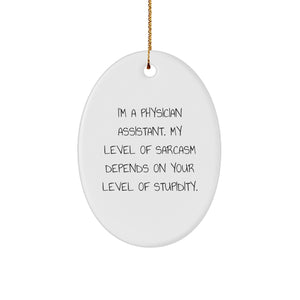 Funny Physician Assistant Gifts from Friends - Oval Ornament for Men or Women, Sarcastic PA Humor, Christmas Unique - Image 1