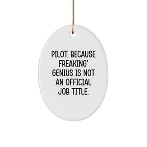 Pilot Gifts from Men to Friends - Oval Ornament with Funny Quote, Christmas Unique Present - Image 1