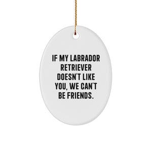 Funny Labrador Retriever Dog Gifts - Oval Ornament with Quote 'If My Labrador Retriever Doesn't Like You, We Can't Be Friends.' - Christmas Unique Gifts from Family to Friends - Image 1