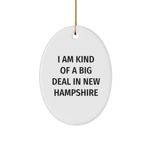 New Hampshire Gifts, I Am Kind Of A Prime Selection In New Hampshire Oval Ornament, Funny Quote, Christmas Unique Gifts from Family - Image 1