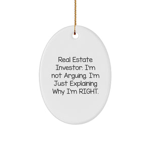 Funny Real Estate Investor Gifts from Friends for Men Christmas Unique Presents Oval Ornament - Image 1