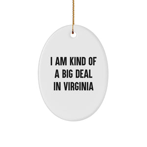 Funny Virginia Gifts for Friends and Family - 'I Am Kind Of A Prime Selection In Virginia' Oval Ornament, Christmas Unique Presents - Image 1