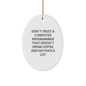 Funny Computer Programmer Gifts from Friends, 'Don't Trust...' Oval Ornament for Christmas - Image 1