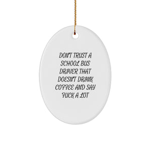 Funny School Bus Driver Christmas Unique Gifts for Men Oval Ornament from Friends, Unique Humorous Present for School Bus Drivers - Image 1