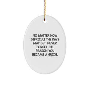 Funny Guide Gifts from Friends, Christmas Unique Oval Ornament for Guide, Never Forget the Reason You Became a Guide - Image 1