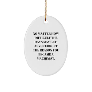 Funny Machinist Gifts from Men to Friends and Family - Oval Ornament, Inspirational Reminder for Christmas Unique Gifts - Image 1