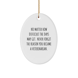 Veterinarian Oval Ornament, Gifts from Family, Christmas Unique Gifts for Veterinarian, Inspirational Quote - Image 1