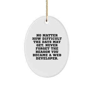Inspirational Gifts from Friends to Web Developer, Oval Ornament, Never Forget the Reason - Christmas Unique Decorations, Funny Quotes - Image 1