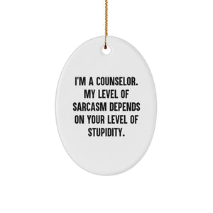Funny Counselor Gifts for Men Women Friends Coworkers, Oval Ornament with Sarcasm Humor, Unique Christmas Memorable Presents from Family - Image 1