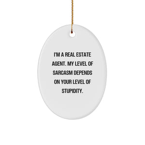 Funny Real Estate Agent Oval Ornament Gifts from Friends to Coworkers for Christmas Unique Presents - Image 1