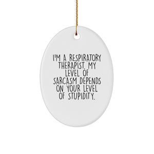 Funny Respiratory Therapist Oval Ornament Gifts for Christmas from Friends to Coworkers - Image 1