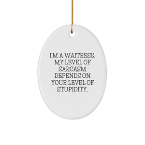Funny Waitress Gifts for Her - Oval Ornament from Friends, Christmas Unique Gifts for Her - Image 1