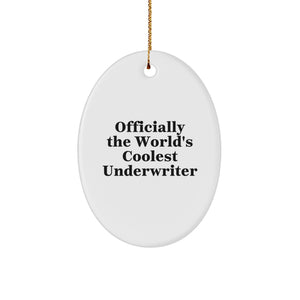 Funny Underwriter Gifts from Friends for Christmas Oval Ornament Officially The World's Coolest Underwriter Quote - Image 1
