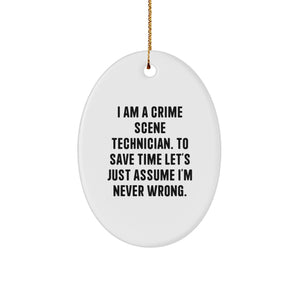 Funny Crime Scene Technician Gifts for Men from Friends, Unique Oval Ornaments for Christmas - Image 1