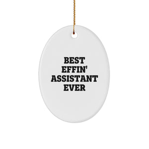 Funny Assistant Gifts from Friends - Best Effin' Assistant Ever Oval Ornament for Christmas - Image 1