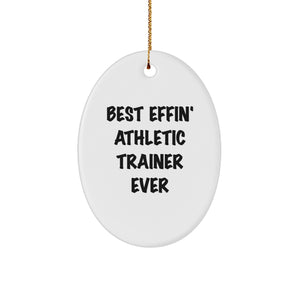 Funny Athletic Trainer Gifts for Men, Best Effin' Christmas Unique Decorations Oval Ornament, Gifts from Friends to Family - Image 1
