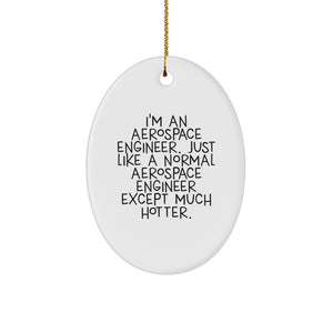 Aerospace Engineer Gifts - Funny Oval Ornament, I'm An Aerospace Engineer. Just Like A Normal Aerospace Engineer Except Much Hotter., Christmas Unique Gifts from Friends to Family - Image 1