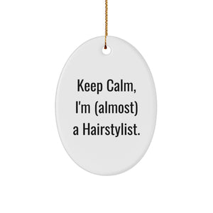 Funny Hairstylist Oval Ornament Gifts from Friends for Men Women Coworkers Family Christmas Unique Decorations - Image 1