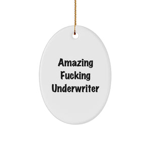Funny Underwriter Gifts from Friends and Family, Oval Ornament for the Amazing F--king Underwriter, Christmas Unique Decoration - Image 1