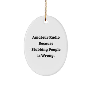 Amateur Radio Oval Ornament, Funny Quote, Gifts from Family for Amateur Radio Enthusiasts, Oval Ornament Christmas Unique Gifts - Image 1